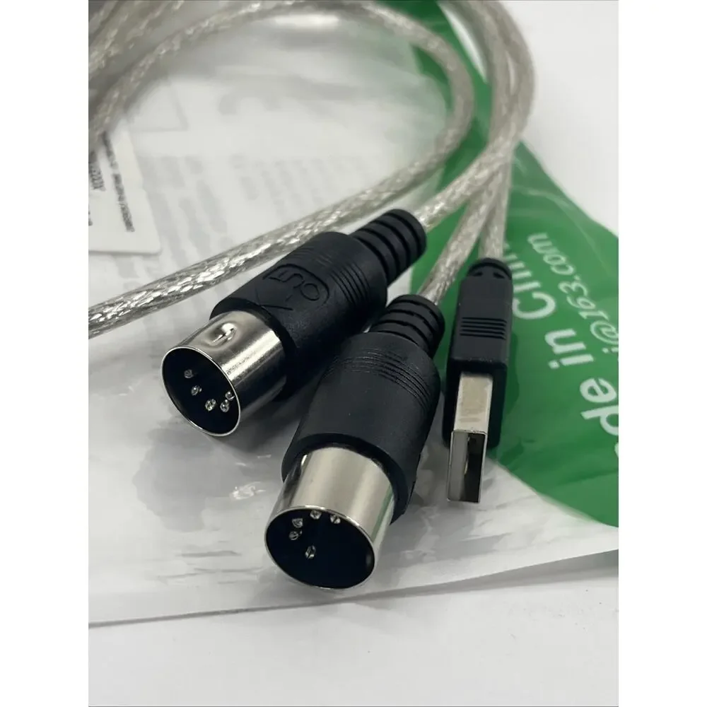 QIANRENON 5 Pin MIDI Music Editing Cable 1 in 1 Out MIDI to USB Adapter Cable fo